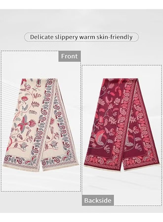 Womens Shawl, Cashmere Silk Scarf Soft Ponchos Cashew Flower Winter Warm Big Scarf for Women Shawls and Wraps for Evening Dresses, One Size - Image 2